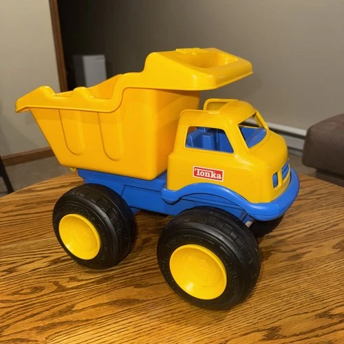 Large Tonka Dump Truck, 1990's, Yellow & Blue, Heavy Duty Plastic, Vintage