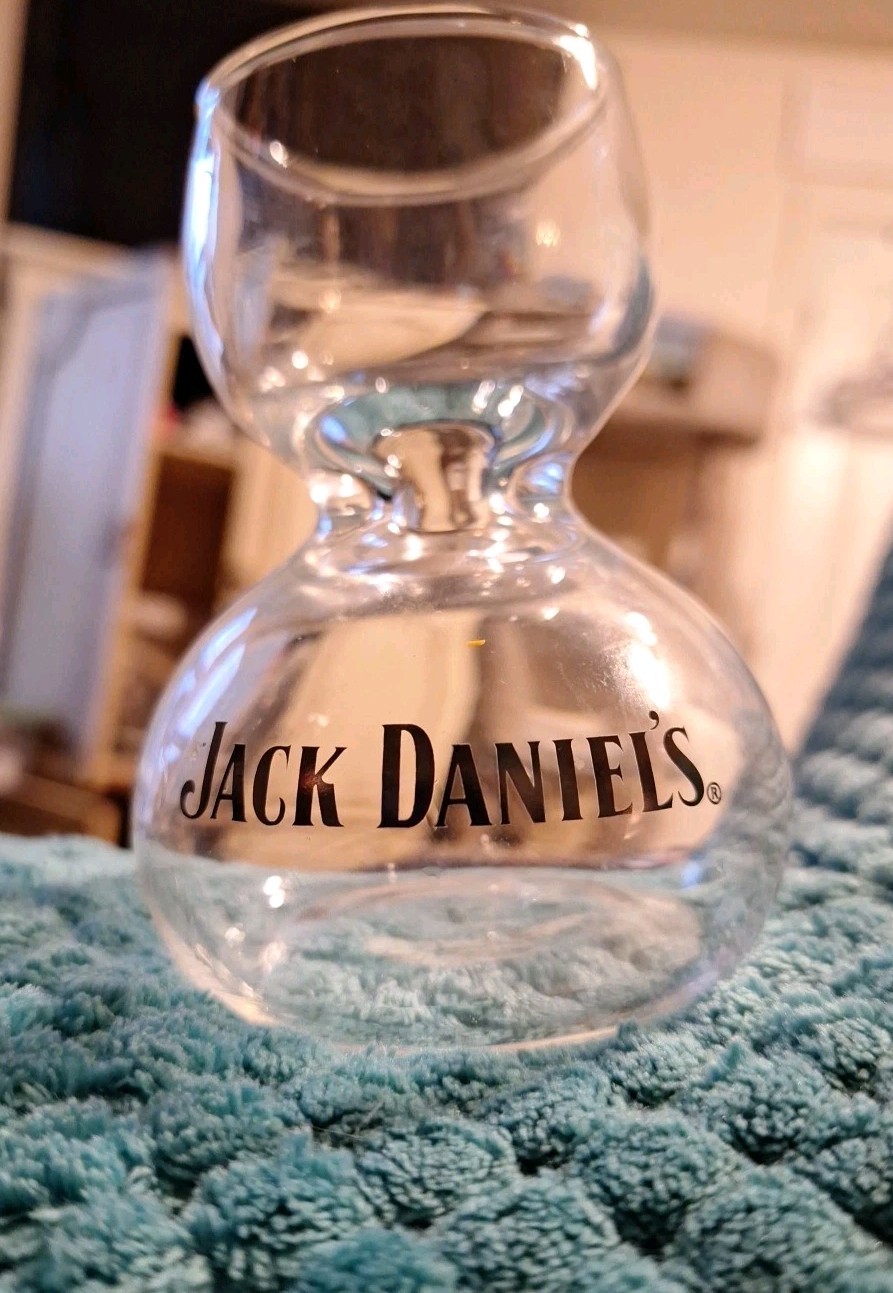 Old Jack Daniels Chaser Jigger Double Bubble Shot Glass Whisky Over Water Unique-image