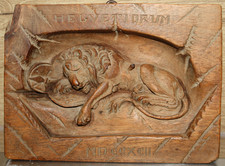 Antikes Holz Relief Löwe von Luzern  Relief Antique Lion Of Luzern