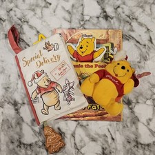 Vintage Disney Winnie the Pooh Baby Gift Set Plush Soft Book Tags Nursery Lot