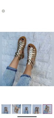 Gold Genuine Leather Gladiators Sandals.Size 7. Brand New