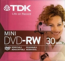 TDK Mini DVD-RW 30 Min 1.4GB Rewritable Camcorder Disc New Sealed Re-recordable