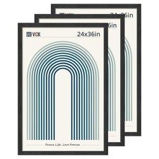 VCK 24x36 Black Poster Frame 3 Pack, Picture Frame with Exclusive Wood Grain,...