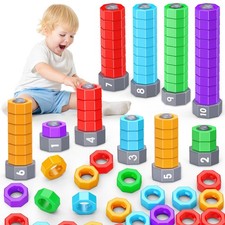 2-in-1 Montessori Counting & Stacking Toys for Toddlers 1-5 | Sensory Learning G