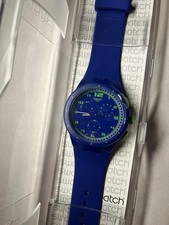 Swatch Analog Date Wristwatch Blue Plastic Ca...