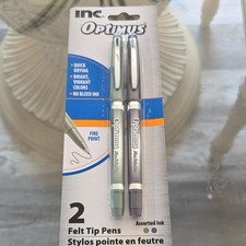 Inc. Optimus Felt Tip Pens 2 Pack Multicolor Assorted Ink Fine Point 21412