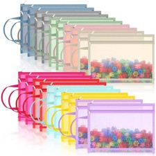 20 Pack A4 Mesh Zipper Pouch Bags with Handle, Double Layer Nylon Puzzle Buil...