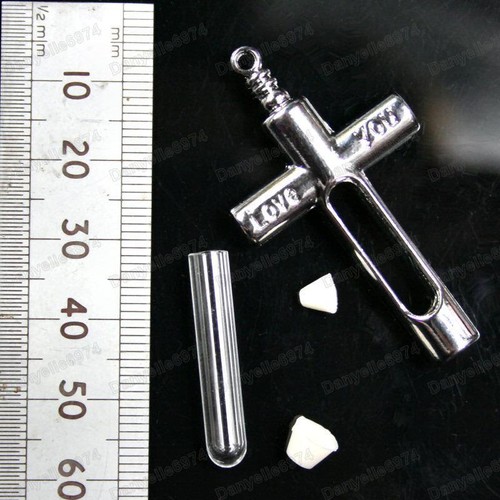 MINI VIAL DE VIDRIO VACÍO COLGANTE GRAN CRUZ REINO UNIDO con bungs TONO PLATEADO llénalo - Imagen 3 de 6