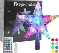 Christmas Tree Topper, 9" Lighted Christmas Tree Topper Star KBG LED 20 Light