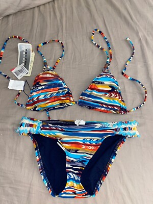 Lucky Brand 2 Piece Swimsuit Reversible Bikini Top & Hipster Bottom S M L (B9)