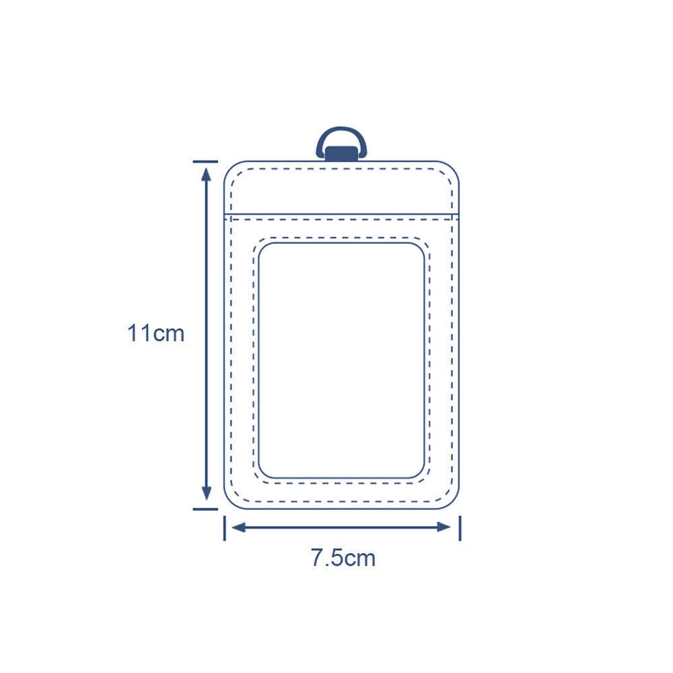 Portatarjetas de identificación con clip vertical de cuero PU correa para el cuello cordón collar estuche Foto 3 de 4