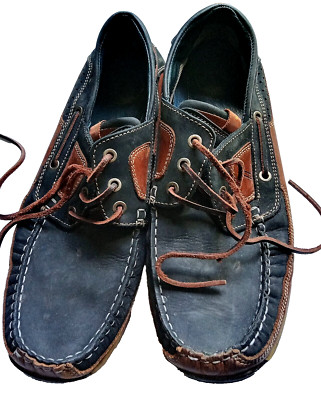 Y2K daniel hechter paris boat shoes men's size 11 Moccasins Leather Lace