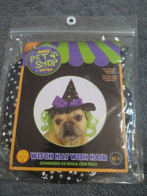 Rubies Pet Shop Boutique Dog Witch Hat With Hair Size M/L NEW Halloween
