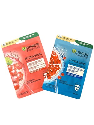 2xGarnier  Tuchmaske Hydra Bomb, Traubenkern-Extrakt /Granatapfel-Extract