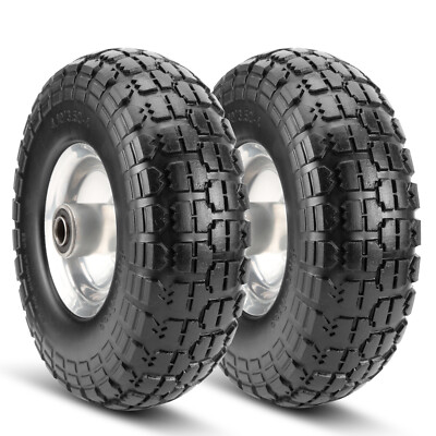 #ad 2X 10quot; 4.10 3.50 4 Tire and Wheel Flat Free Heavy Duty Solid Replacement Tire $36.79