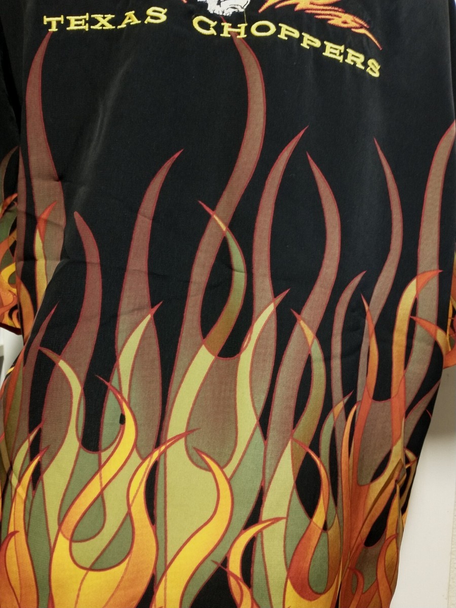 Dragonfly Clothing Co Shirt L Black Orange Flames Texas Chopper