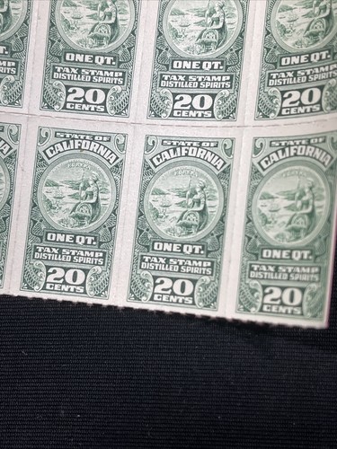 Vintage US TAX STAMP State of California 10c 16c 20c 110 sheet ( 1320 Stamps ) - Picture 5 of 15