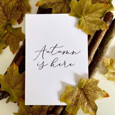 Autumn Is Here Kalligraphie Herbst 2021 Saison Wand Wohndeko Druck