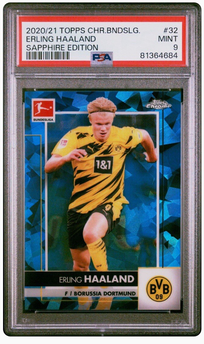 2020 Topps Chrome Bundesliga Sapphire Edition Erling Haaland #32 PSA 9