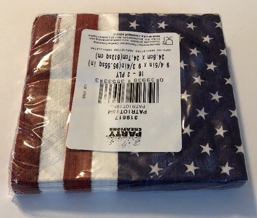 Flag Paper Cocktail Dessert Napkins Patriotism Made in USA Fourth July 4th 16/p - Picture 11 of 12