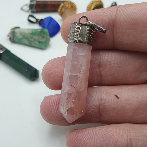 Lote colgante vintage mezcla piedra lapislázuli, ágata, amazonita, jade - Imagen 6 de 15