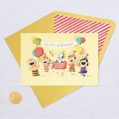 Hallmark Peanuts Birthday Card - Happy Snoopy & Charlie Brown With Envelope (5x7)