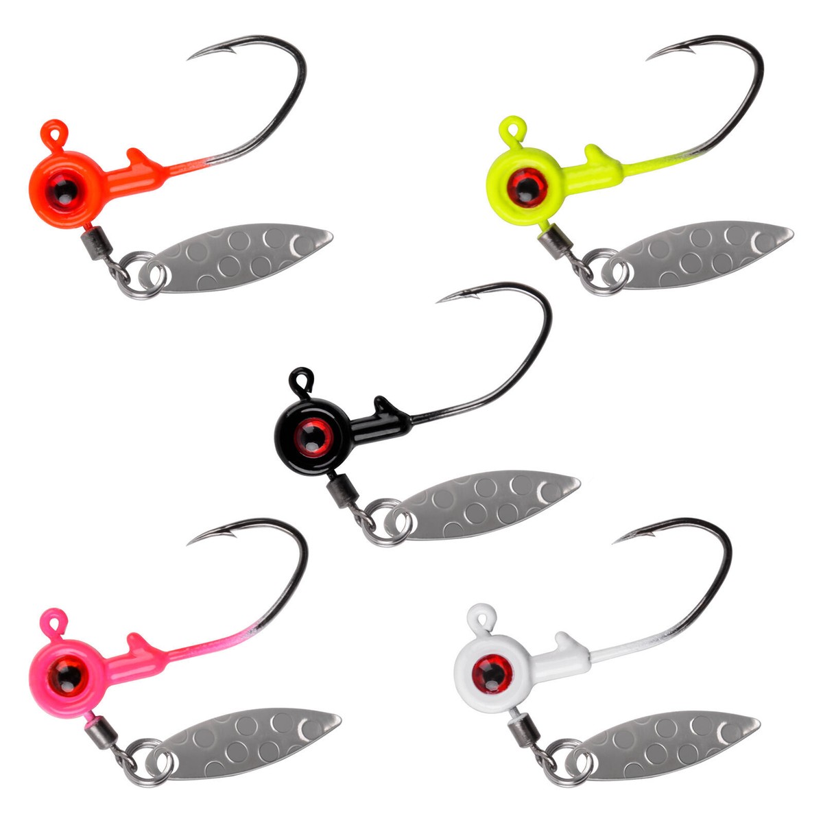 20 pcs Fishing Jigs Underspin Jig Heads with Willow Blade Bass