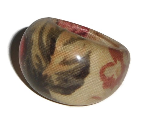 Sobral Tecido Romantica Floral Fabric Inclusion Artist Made Ring Size 8 - Picture 6 of 8
