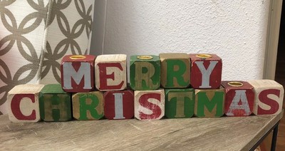 merry christmas wooden blocks