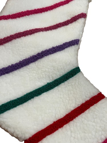 Victoria's Secret PINK Ombre Logo White Sherpa Striped Christmas Stocking - Picture 2 of 4