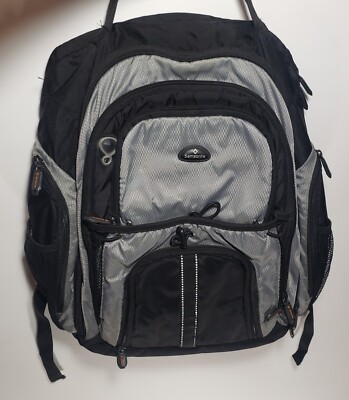 Unisex Samsonite Black Gray 17'' Sport Backpack 2 Strap 10 Zip Around Pockets 
