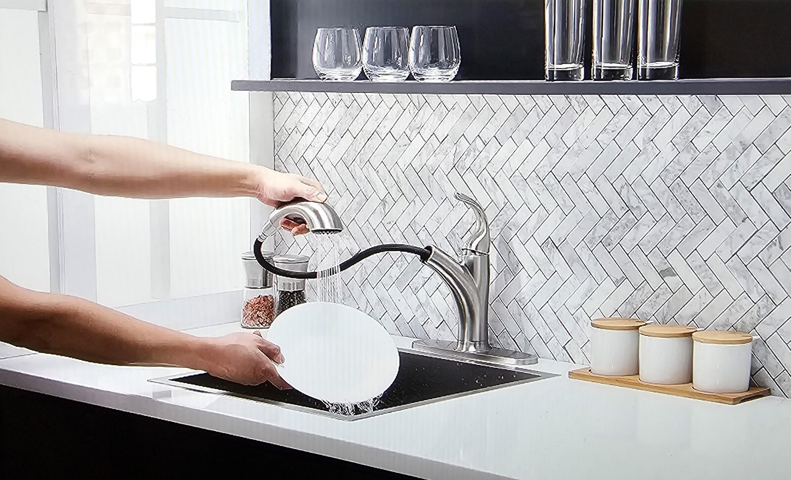 IKEBANA Kitchen Faucet With Pull out Sprayer Brushed Nickel (OPEN BOX!) eBay