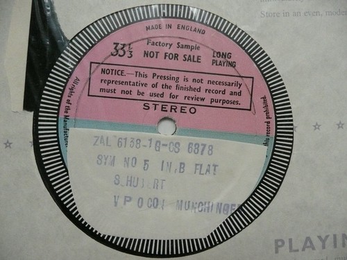 LONDON DECCA TEST PRESSING MUNCHINGER SCHUBERT SYMPHONIES 4 & 5 VPO SXL 6086 - Picture 2 of 4