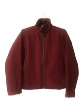 WOOLRICH Full Zip Jacket Women Medium 15110 Red Maroon Berry Pockets Soft Shell