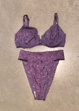 2pc Vintage MAIDENFORM Nylon Stretch Hi-Leg Brief PANTY Lace BRA Set S /36 C