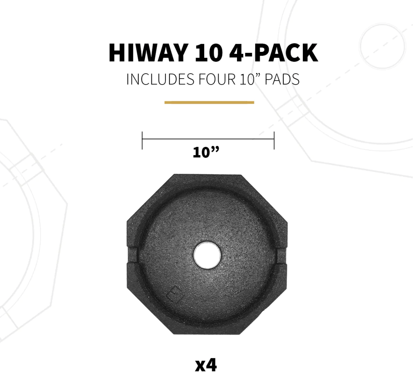 SnapPad HiWay Permanently Attached RV Jack Pad for HWH Jacks (10 inch 4