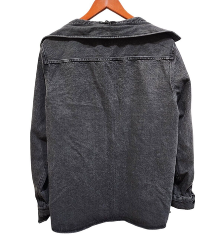 Oak & Fort Unisex Denim Shirt Size L Black 100% Cotton Button Up Long Sleeve - Foto 2 di 13