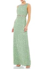 Mac Duggal Mint Green Bead & Sequin Column Gown Size 10
