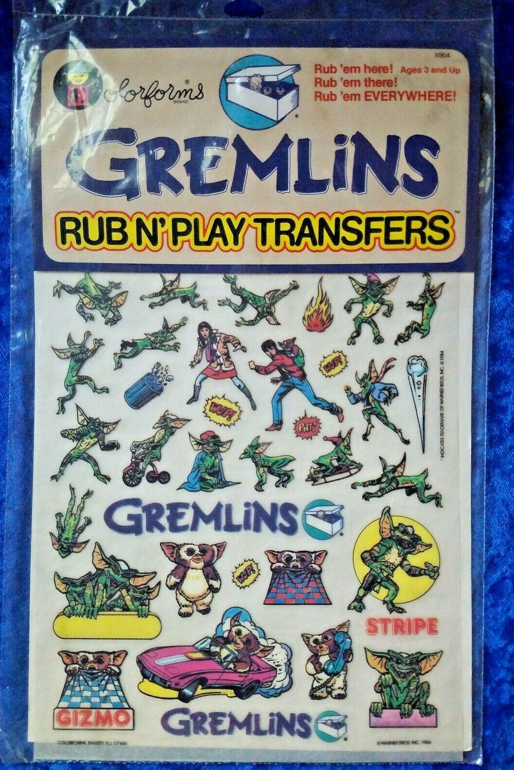 COLORFORMS GREMLINS RUB N' PLAY TRANSFERS FACTORY SEALED NOS 1984 | eBay