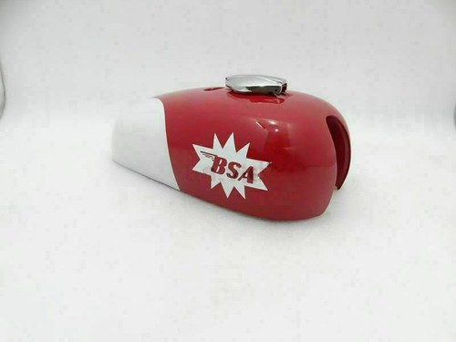 BSA A65 Spitfire Hornet 2 Gallon Steel Red & White Painted Gas Fuel Petrol Tank - Bild 2 von 5