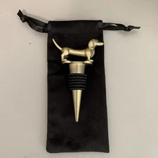 Bronze Dachshund Wine Stopper Holder Bottle Cork Metal