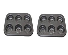 Teglia da forno nera antiaderente 6 tazze teglia per panino profondo latta cupcake torta muffin pasticceria