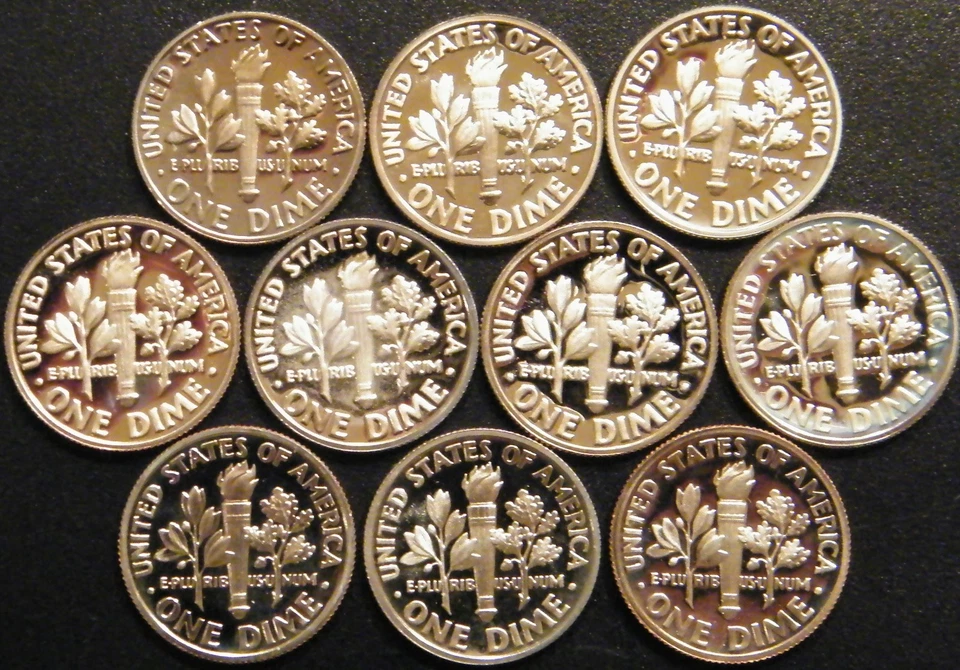 1980~1989 S Roosevelt Dime Gem Proof Run 10 Coin Decade Set US Mint Lot - Image 2 of 2