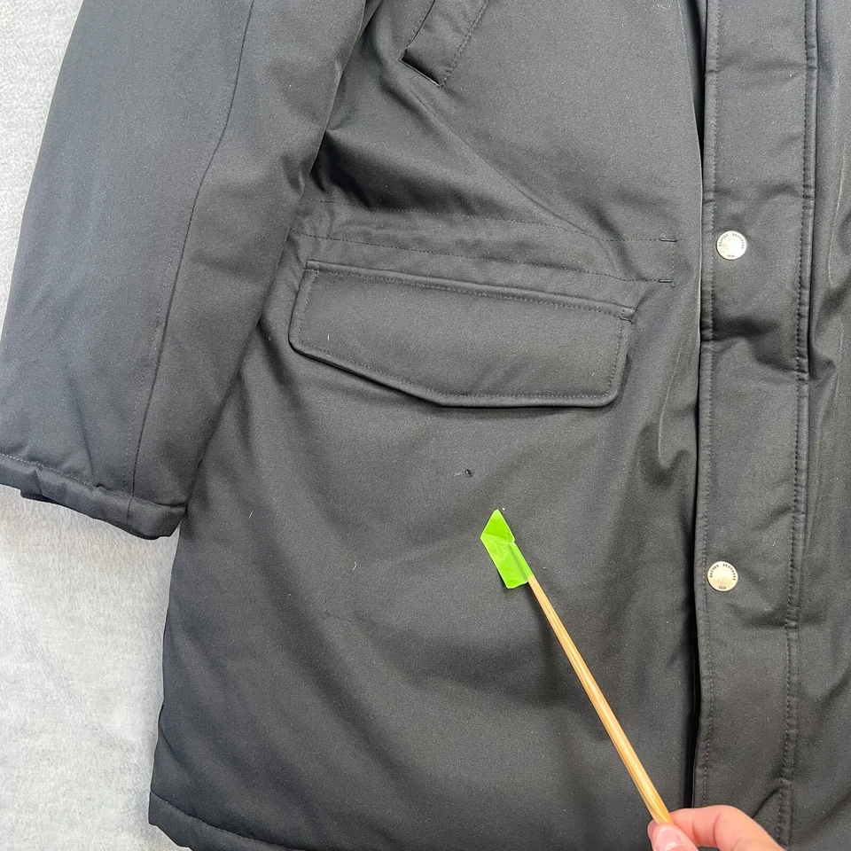 Brooks Brothers Jacket Mens 2XL Black Down Puffer Parka Trench Coat Tartan Lined - Image 3 of 4