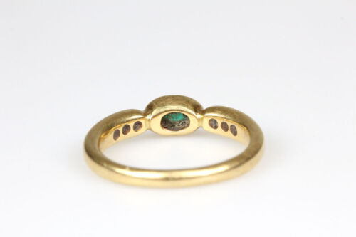 Anillo 18 Quilates Oro Esmeralda Brillantes de Cinta Joya Regalo para Dama - Imagen 5 de 12