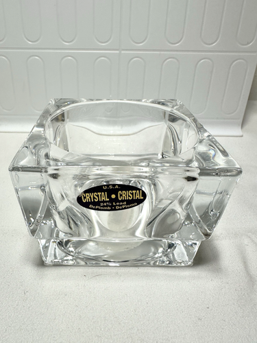 Vintage Crystal 24% Lead Crystal Votive Candle Holder Made In USA 3" X 2 1/2"