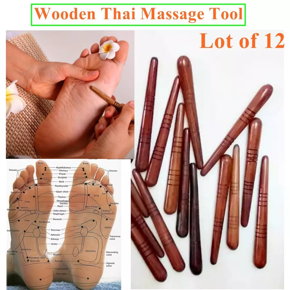 Wooden Thai Traditional Massage Tool Reflexology Spa Foot Massage Stick 12  pcs.