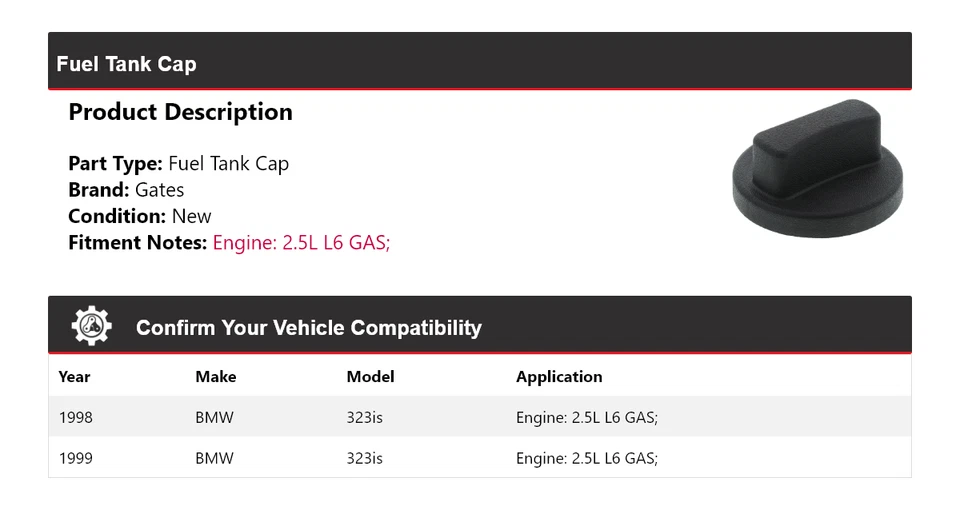 Крышка топливного бака ворота для BMW 323is 2,5 л L6 1998-1999 годов выпуска - Изображение 2 из 4