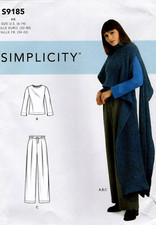 SIMPLICITY PATTERN 9185 TOP CAPE PANTS MISSES SIZES 6 8 10 12 14 UNCUT