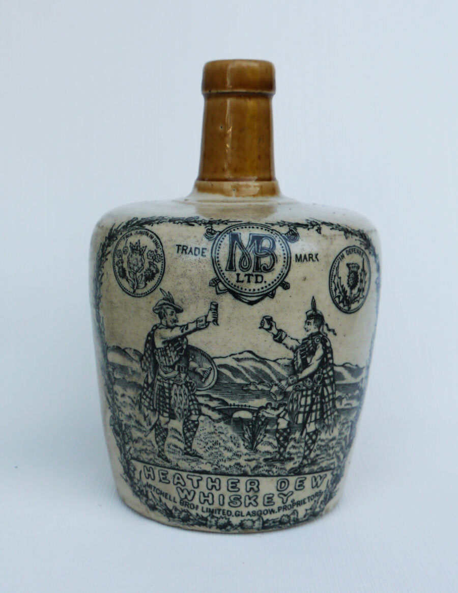 RARE 1900s ANTIQUE GREY BEARD Heather Dew MITCHELL Scotch WHISKEY